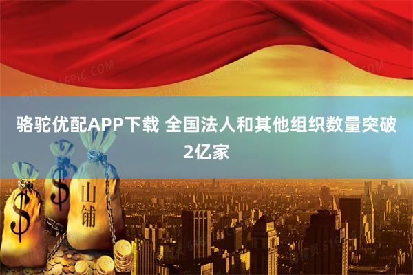 骆驼优配APP下载 全国法人和其他组织数量突破2亿家